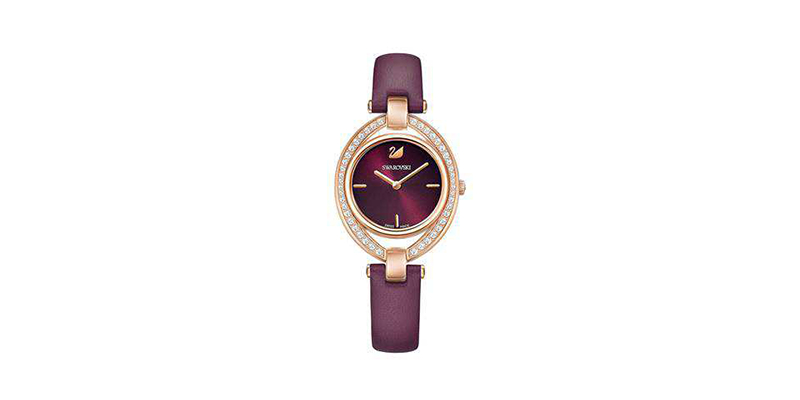 Swarovski-Stella-Watch-Leather-strap-Dark-red-Rose-gold-tone-5376839-2